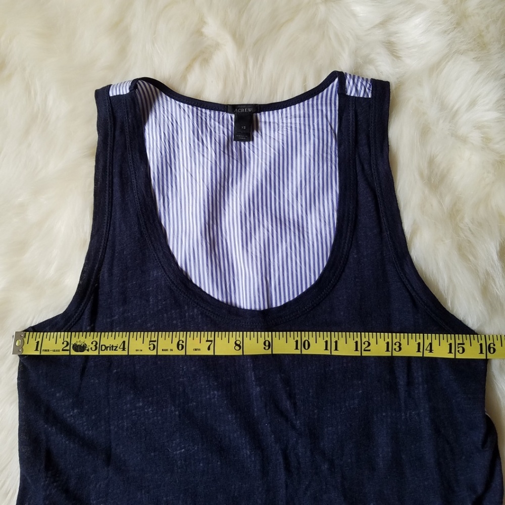 J. Crew Stripe Silk Back Linen Tank Blue Size XS - Picture 7 of 8